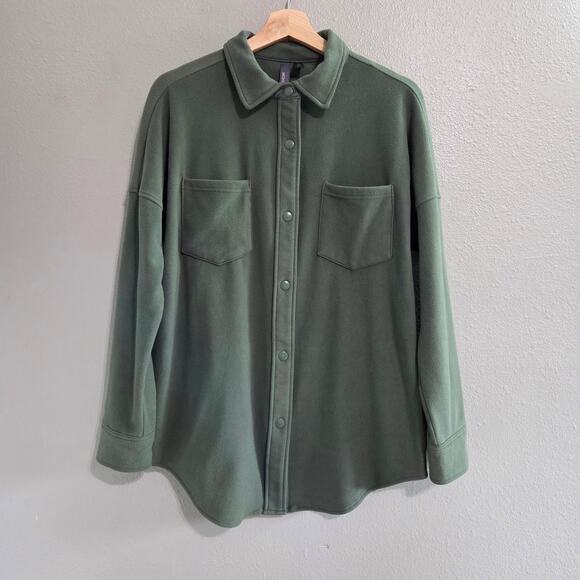 Mondetta Ladies' Cozy Long Button Up Shirt Size Small Olive Green - Picture 1 of 7